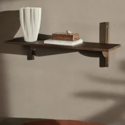 Ferm Living Sector Wandplank - Single - Wide Smoked Oak / Brass