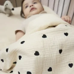 Meyco Deken Borduur Pre-Washed - Sweet Heart - Soft Sand - 100 x 150 cm