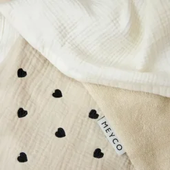 Meyco Deken Borduur Pre-Washed - Sweet Heart - Soft Sand - 100 x 150 cm