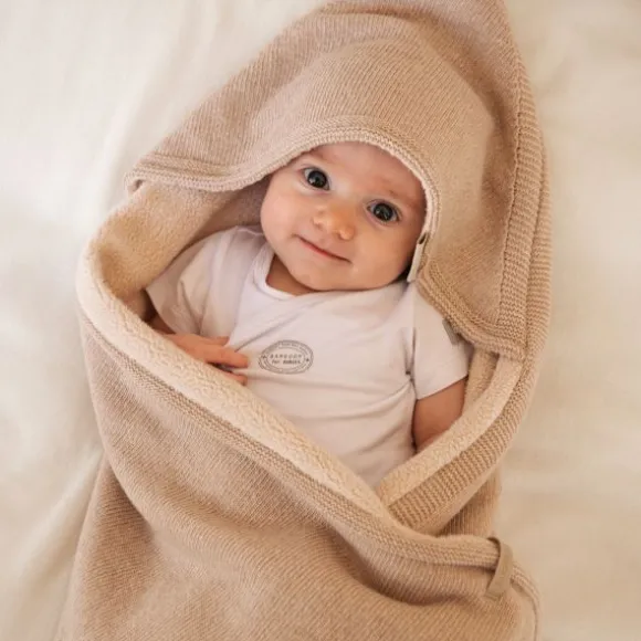 Bamboom 4 Season Hooded Baby Wrap Blanket - 75x75 cm - Stone Sand