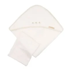 Bamboom Duo Bees Badcape + Washand – 75x75 cm – Off White