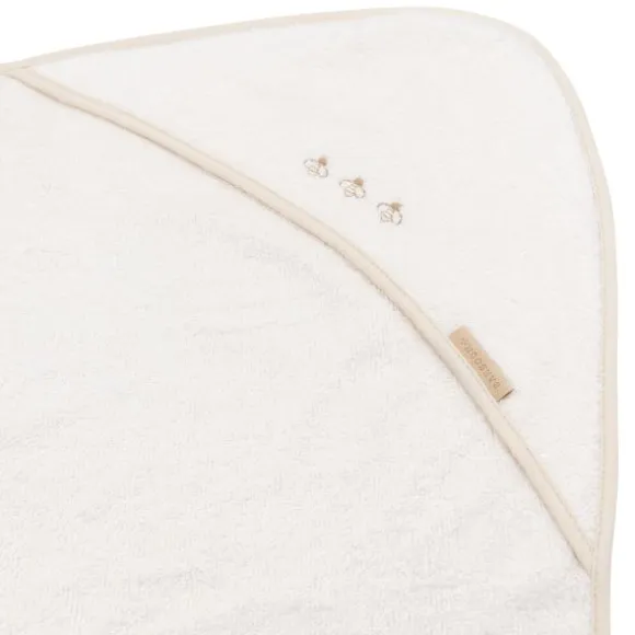 Bamboom Duo Bees Badcape + Washand – 75x75 cm – Off White