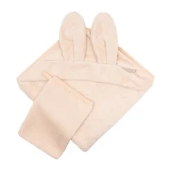 Bamboom New Born Badcape met Oren + Washand - Sand