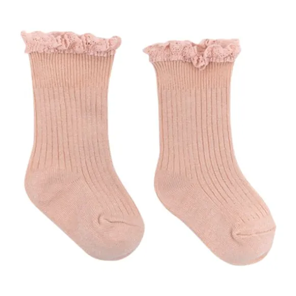 Bamboom Sokjes - Kant - Poederroze - 1 Mnd