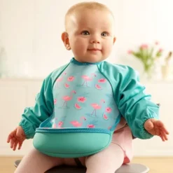 Bibetta Mouwslab Flamingo Turqoise