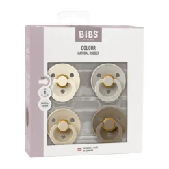 Bibs Colour Fopspeen - 4 Pack - Size 1 - Ivory/Sand/Vanilla/Dark Oak