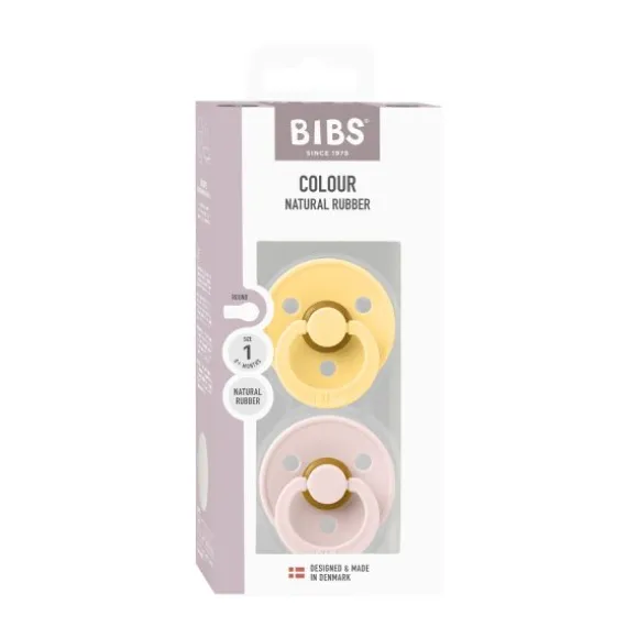 BiBs Colour Fopspeen - Rond - 2 Stuks - 0-6 Mnd - Pale Butter/Petal