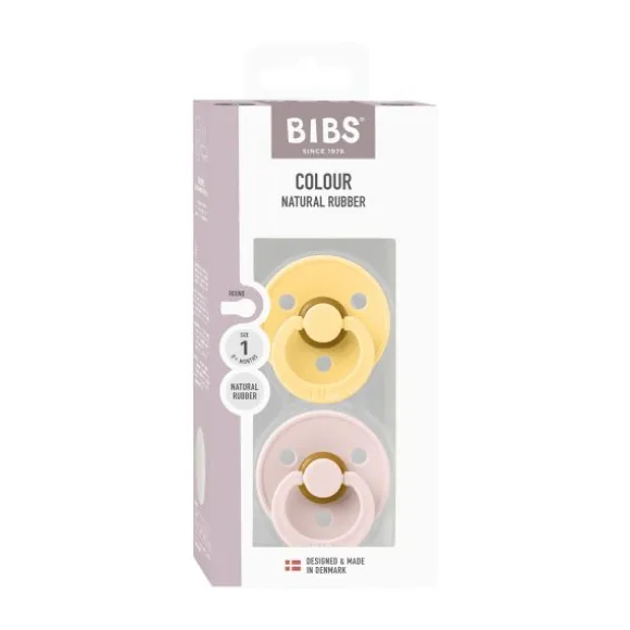 BiBs Colour Fopspeen - Rond - 2 Stuks - 0-6 Mnd - Pale Butter/Petal