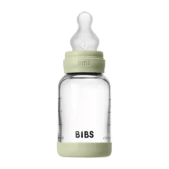 BIBS Fles - Slow Flow - 120 ml - Silicone/Glas - Baby Blue