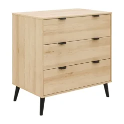 Bopita - Fay Commode - 3 Laden - Naturel/Mat Zwart