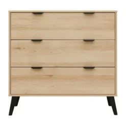 Bopita - Fay Commode - 3 Laden - Naturel/Mat Zwart