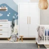Bopita Fenna Babykamer Wit / Naturel | Bed 60 x 120 cm + Commode + Kast 2-Deurs