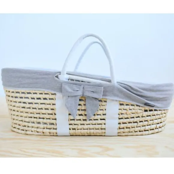 Childhome Moses Mand Inclusief Matras - Naturel - Jersey Bekleding Grijs