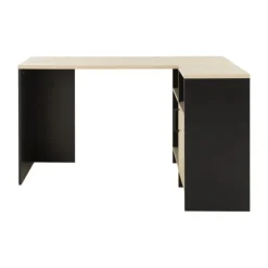 Diagone Liverpool Hoekbureau - Wit-Hout Natuurlijk Kastanjebruin