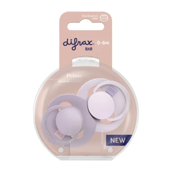 Difrax Dynamic Lovi Prime Fopspeen - 0-6M - 2st. - Lilac/Violet