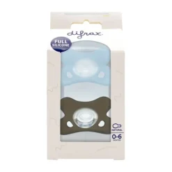 Difrax Siliconen Fopspeen Blauw / Grijs 0-6 Mnd 2 Stuks