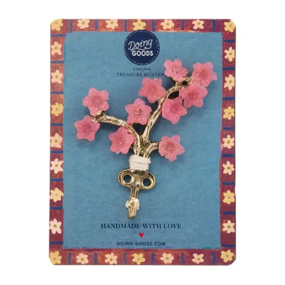 Doing Goods Wandhaak - Elodie Bloem - Messing met Roze Bloemen