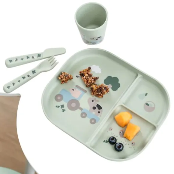 Done by Deer Foodie Dinerset met Zuignap - Tiny Farm - Groen