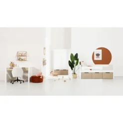 Europe Baby Ralph Kinderkamer Wit / Accent Hout Look | Bed 90 x 200 cm + Bureau