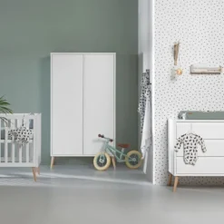 Europe Baby Sterre Babykamer Wit / Naturel | Ledikant 60 x 120 cm + Commode