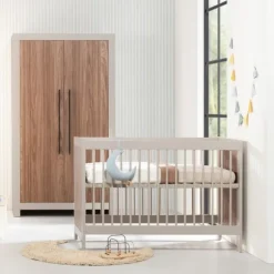 Europe Baby Vittoria III Babybed - Cashmere / Walnut - 70 x 140 cm