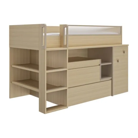 Gautier Dimix Ultracompacte Hoogslaper - 90 x 200 cm - Gestructureerd Eikenhout