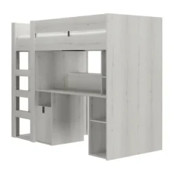 Gautier Lugano Hoog Bed - 90x200 cm - Gebleekte Helvezia Eik