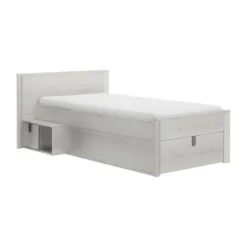 Gautier Lugano Laag Compact Bed - 90x200 cm - Gebleekte Helvezia Eiken