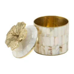 Hailey Hibiscus Circusdoosje – Groot – Parelmoer & Messing