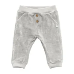 Het Bamboom Velvet Broekje Ice Grey 1 Mnd met elastische tailleband is gemaakt van zachte materialen en beschikt over een goede pasvorm.