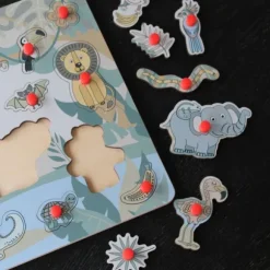 Jep! Kids Houten Knopjespuzzel - Jungle - Multicolor