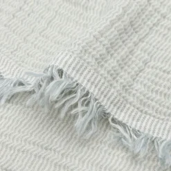 Jollein Deken Ledikant - 120 x 120 cm - Fringe Stripe Sea Green/Ivory GOTS