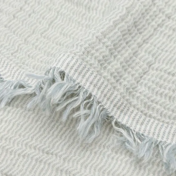 Jollein Deken Ledikant - 120 x 120 cm - Fringe Stripe Sea Green/Ivory GOTS