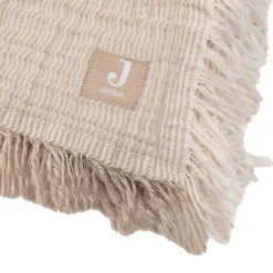 Jollein Deken Ledikant - 120 x 120 cm - Fringe Stripe Sea Green/Ivory GOTS