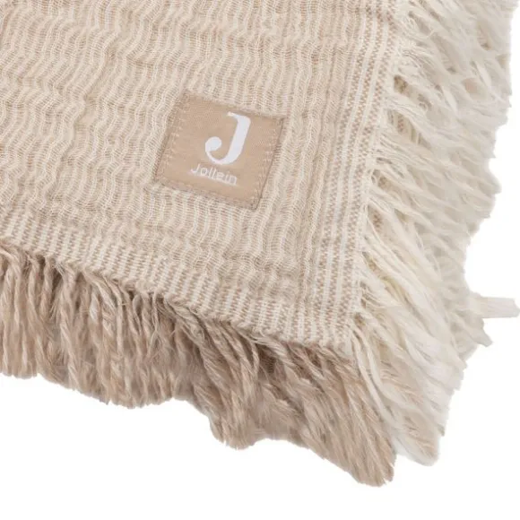 Jollein Deken Ledikant - 120 x 120 cm - Fringe Stripe Sea Green/Ivory GOTS