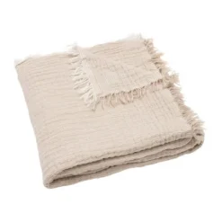 Jollein Deken Ledikant - 120 x 120 cm - Fringe Stripe Sea Green/Ivory GOTS