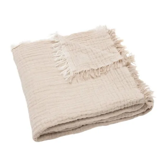 Jollein Deken Ledikant - 120 x 120 cm - Fringe Stripe Sea Green/Ivory GOTS