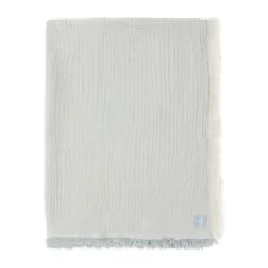 Jollein Deken Ledikant - 120 x 120 cm - Fringe Stripe Sea Green/Ivory GOTS