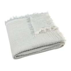 Jollein Deken Ledikant - 120 x 120 cm - Fringe Stripe Sea Green/Ivory GOTS