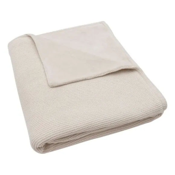 Jollein Deken Wieg - Basic Knit - 75 x 100 cm - Oatmeal/Velvet