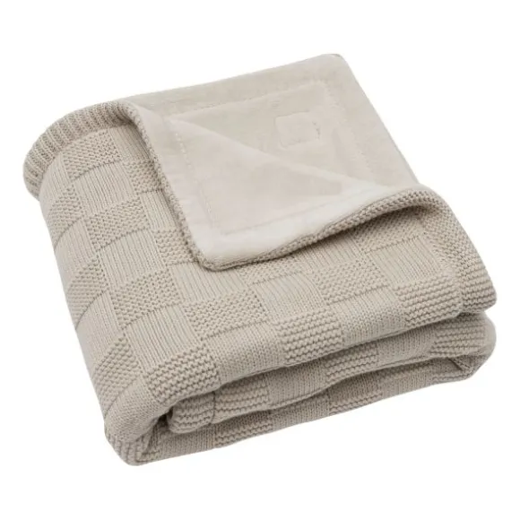 Jollein Deken Wieg - Box Knit/Velvet - 75 x 100 cm - Warm Sand