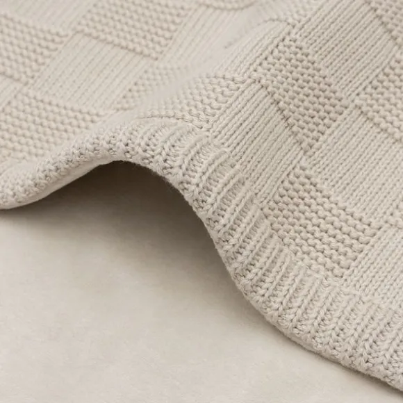 Jollein Deken Wieg - Box Knit/Velvet - 75 x 100 cm - Warm Sand