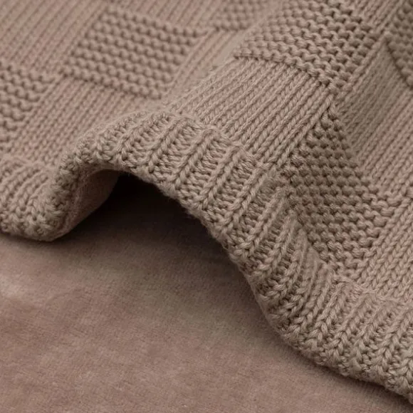 Jollein Deken Wieg - Box Knit/Velvet - 75 x 100 cm - Warm Sand
