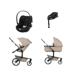 Joolz Day 5 Kinderwagen 4-in-1 - Stone Grey | Cybex Cloud T Plus Autostoeltje - Sepia Black | Cybex Base T - Black