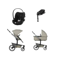 Joolz Day 5 Kinderwagen 4-in-1 - Stone Grey | Cybex Cloud T Plus Autostoeltje - Sepia Black | Cybex Base T - Black