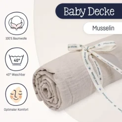 Julius Zöllner Muslin Wiegdeken - Sand - 70×100 cm