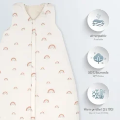 Julius Zöllner Organic Slaapzak – Roze – Birdy – Maat 70