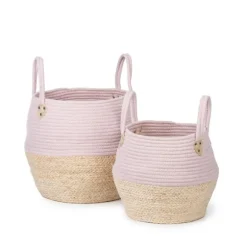KidsDepot Kori Set Opbergmanden Roze / Naturel