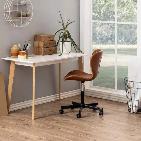 Kidsmill Bent Bureaustoel Leather Look Retro Brandy