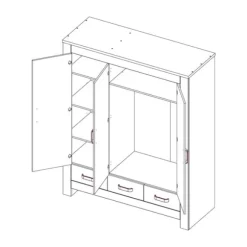 Kidsmill Brent Kledingkast 3-Deurs Oldwood